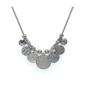 Erica Lyons Silver Disc Bib Necklace Snake Chain‎ 16-19in